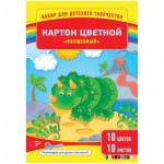 Картон цветной А4 10л. 10цв. с зол и сер, мел.карт, "Волшебный", в папке Нк10-10_049/Спейс