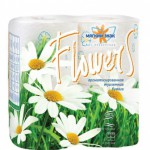 Бумага туал   "Мягкий знак" Flowers 2-сл. 4 шт Ромашка