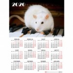 Календарь 2020г настен. листов. А2 "Мышки", с укрупненной сеткой,