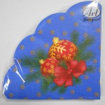 Салфетки Bouquet Art Rondo 12 листов Новогодние шары на синем 3сл д. 32см