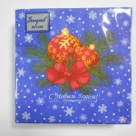 Салфетки Bouquet Original Luxe 25 листов "Новогодние шары на синем" 2сл р.24*24см