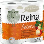 Бумага туал   REINA ПЕРСИК ДВУХ -слойная 4 шт Белая
