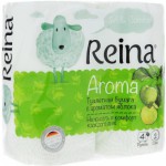 Бумага туал   REINA ЯБЛОКО ДВУХ -слойная 4 шт Белая
