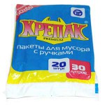 Мешки д/мусора КРЕПАК 30л  -20 шт С РУЧКАМИ ПЛАСТ