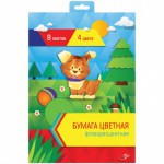 Цветная бумага А4 8л. 4цв., флюоресцентная, в папке с европодвесом Нб8-4ф_1808