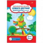 Цветная бумага А4 8л. 8цв., флуоресцентная, мелованная 80г Нбм8-8ф_1092