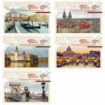 Альбом 20 л. А4 на скрепке "Европейские столицы", лён 20-2678