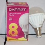 ЛАМПА  светодиодная OLL-G45-8-230-2,7K-E14 теплый ОНЛАЙТ