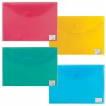 Папка-конверт на кнопке А4 BRAUBERG "My CLEAR BAG" прозр, ассорти, до 100 листов, 0,15мм,